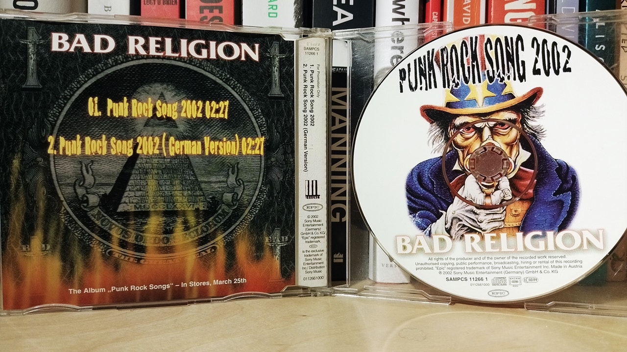 Bad Religion - Punk Rock Songs 2002 promo CD, showing the inlay and CD design